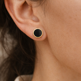 Obsidian Earrings - Circle Medallion