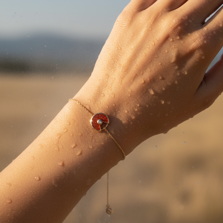 Carnelian Bracelet - Circle Pendant