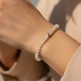 Clear Quartz Natural Stone Bracelet with Silver Bead