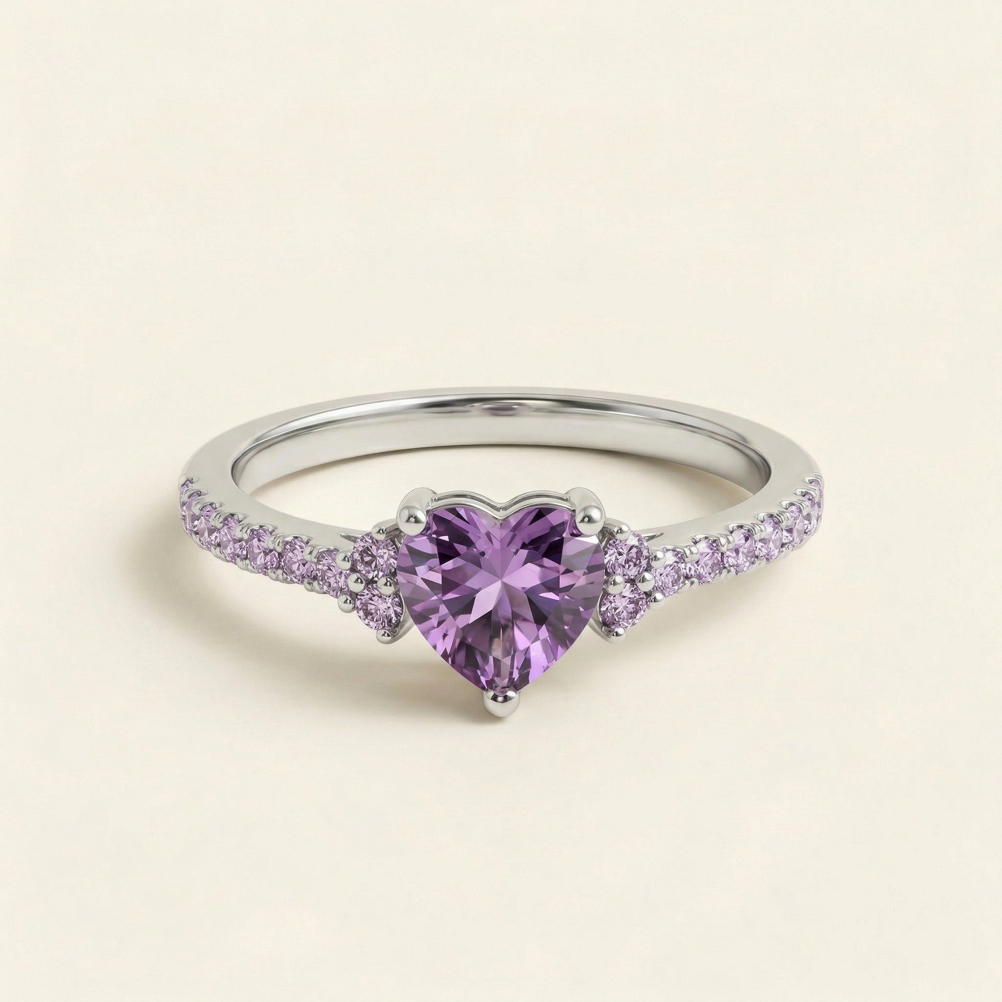 Amethyst Ring - Heart