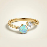 Moonstone & White Zircon Ring - Open Star