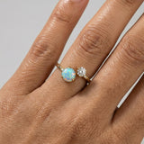 Moonstone & White Zircon Ring - Open Star