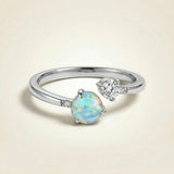 Moonstone & White Zircon Ring - Open Star