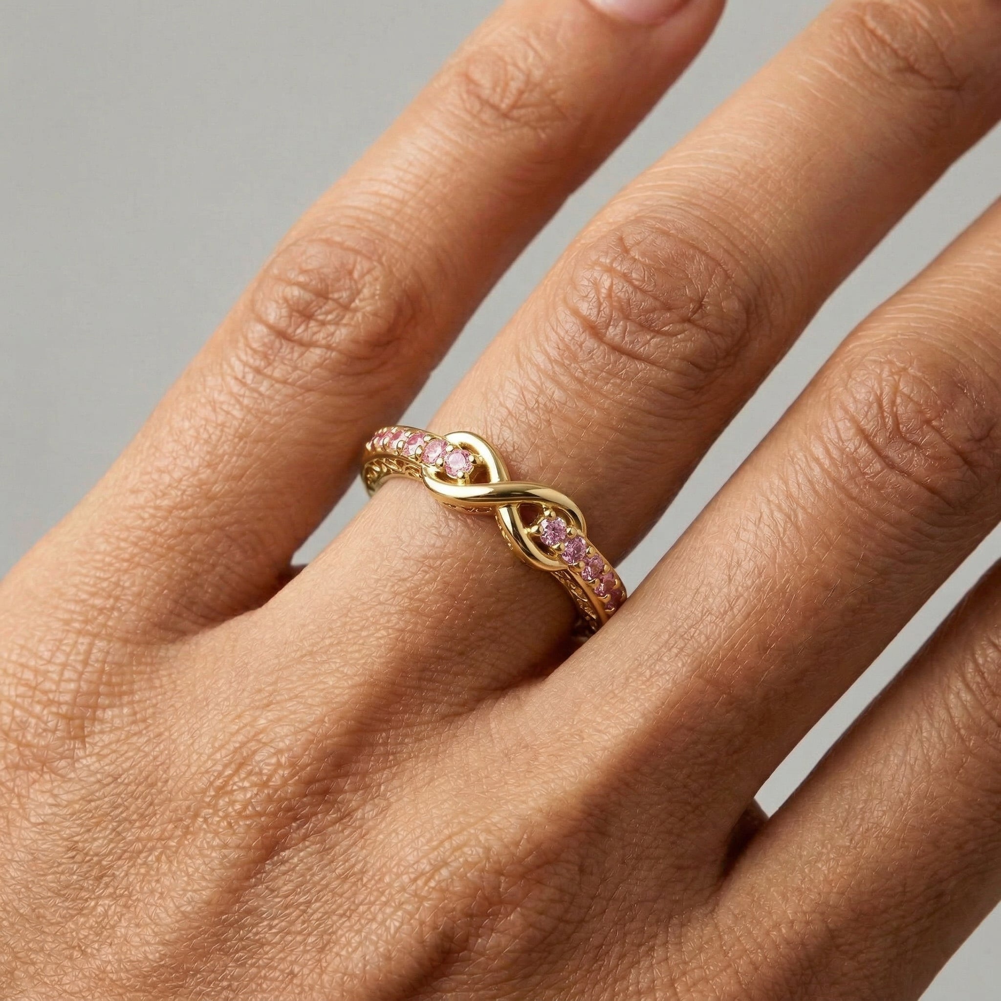 Rose Quartz Ring - Infinity