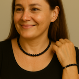 Obsidian Pearl Set - Necklace & Bracelet