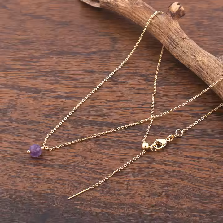 Amethyst Necklace - Naturally with Round Cut