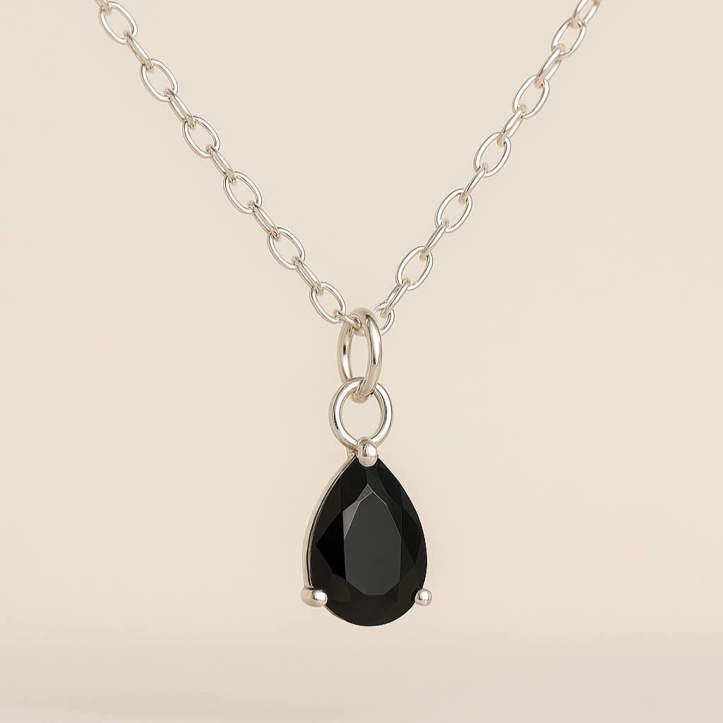 Obsidian Necklace - Teardrop Shape S925 Silver