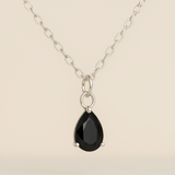 Obsidian Necklace - Teardrop Shape S925 Silver