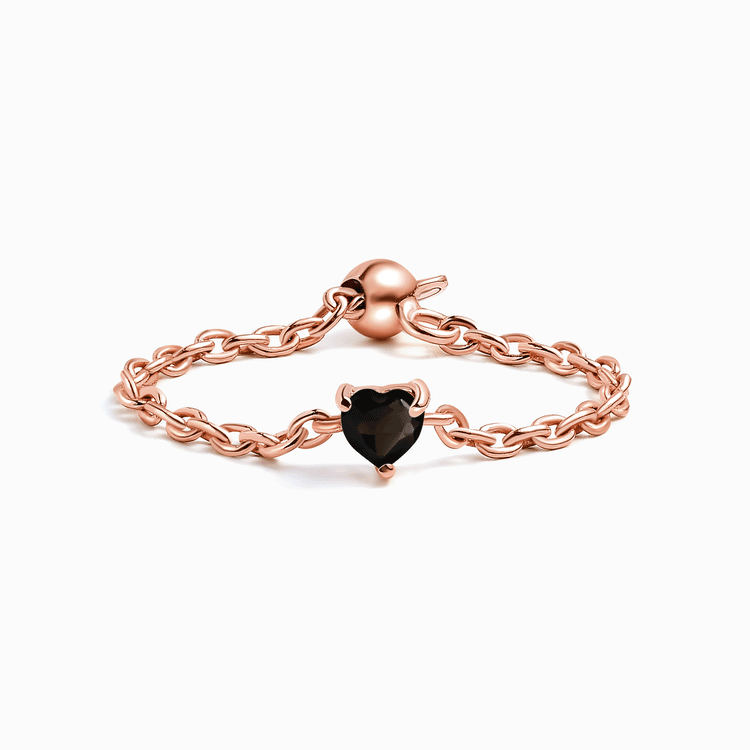 Obsidian One Size Ring - Heart Shape