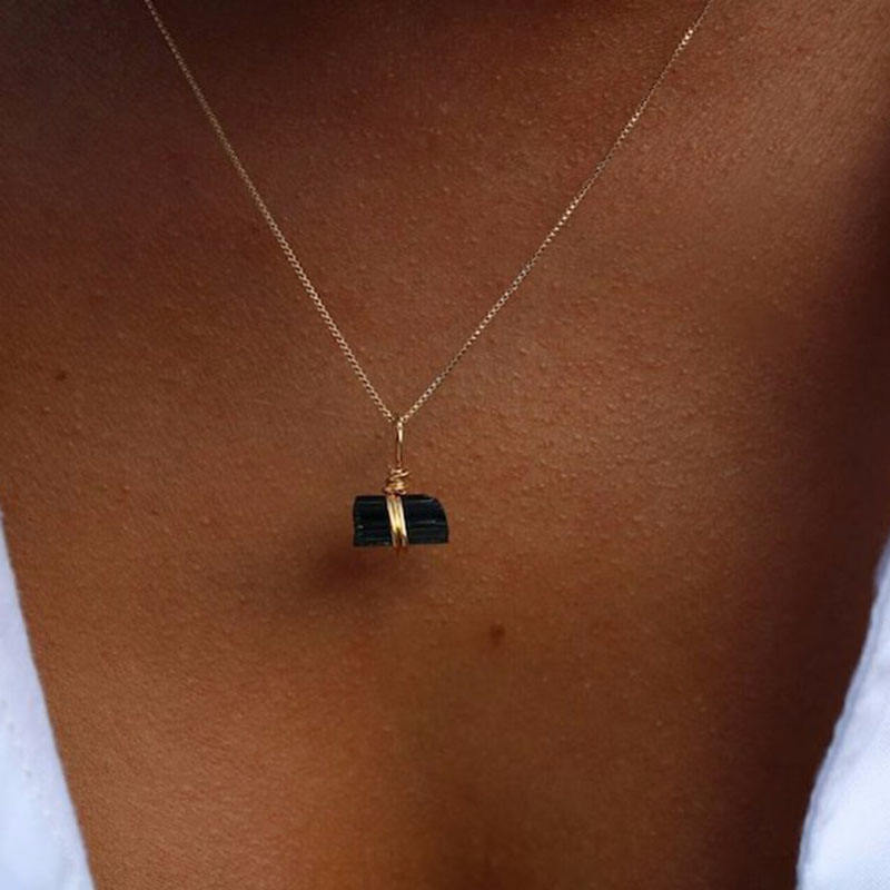 Tourmaline Necklace - Unprocessed S925 Silver with Gold Plating