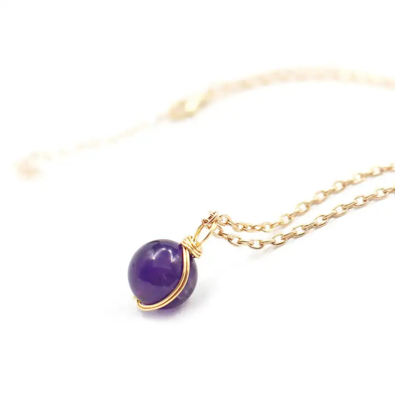 Amethyst Necklace - Sphere with Copper