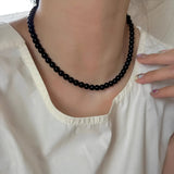 Obsidian Pearl Set - Necklace & Bracelet