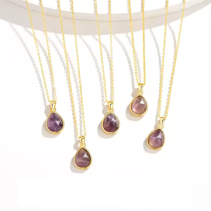 Amethyst Necklace - Drop Shape Medallion