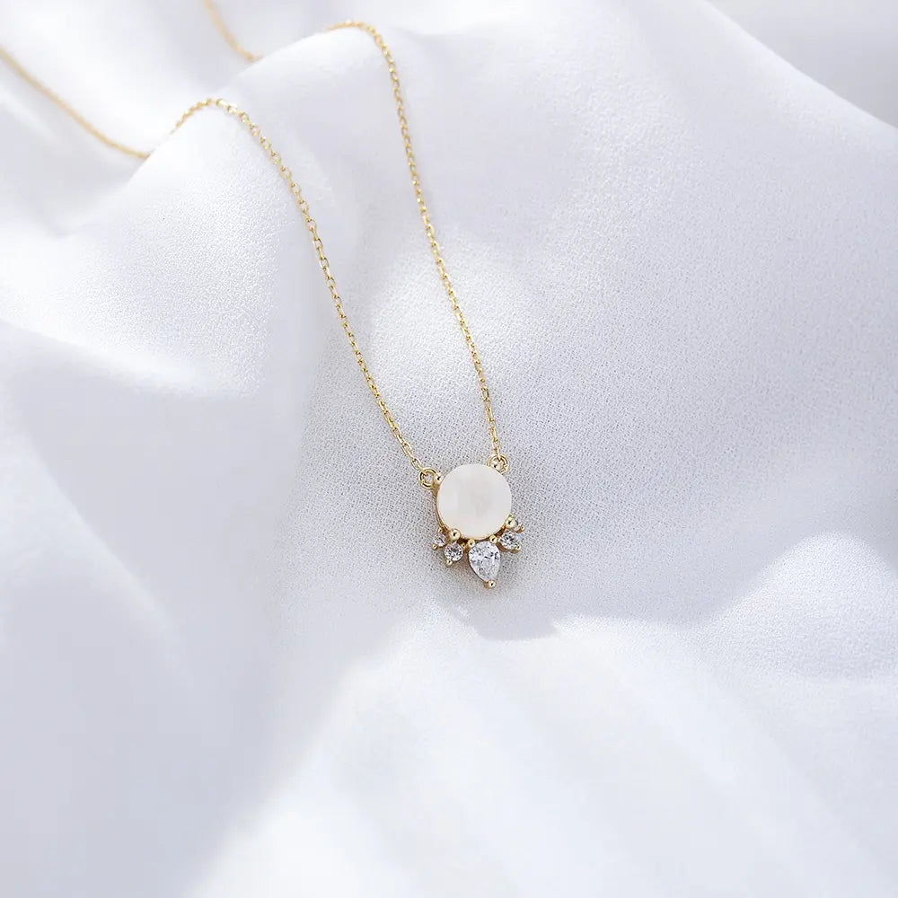 Moonstone Necklace - Pendant with Crystals