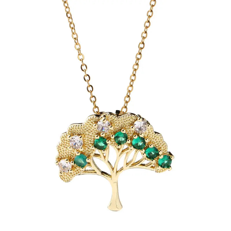 Tree of Life Necklace with Zircon Stones
