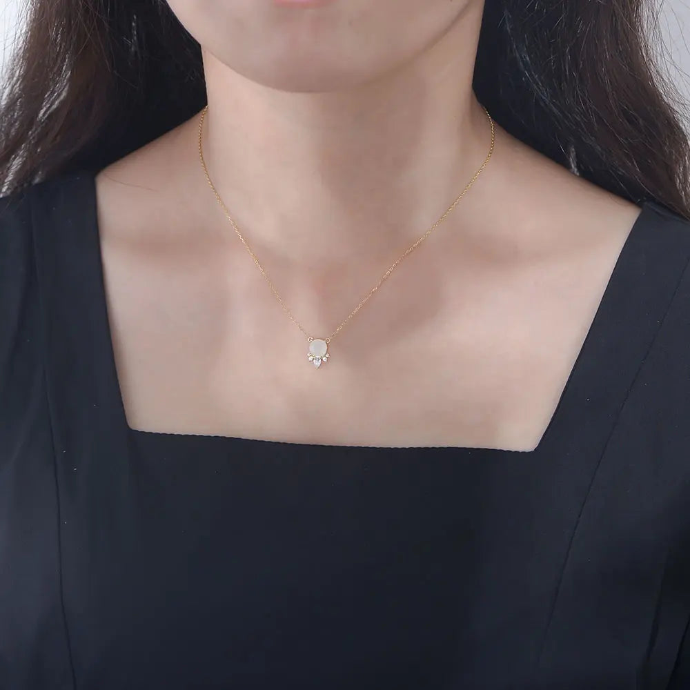 Moonstone Necklace - Pendant with Crystals