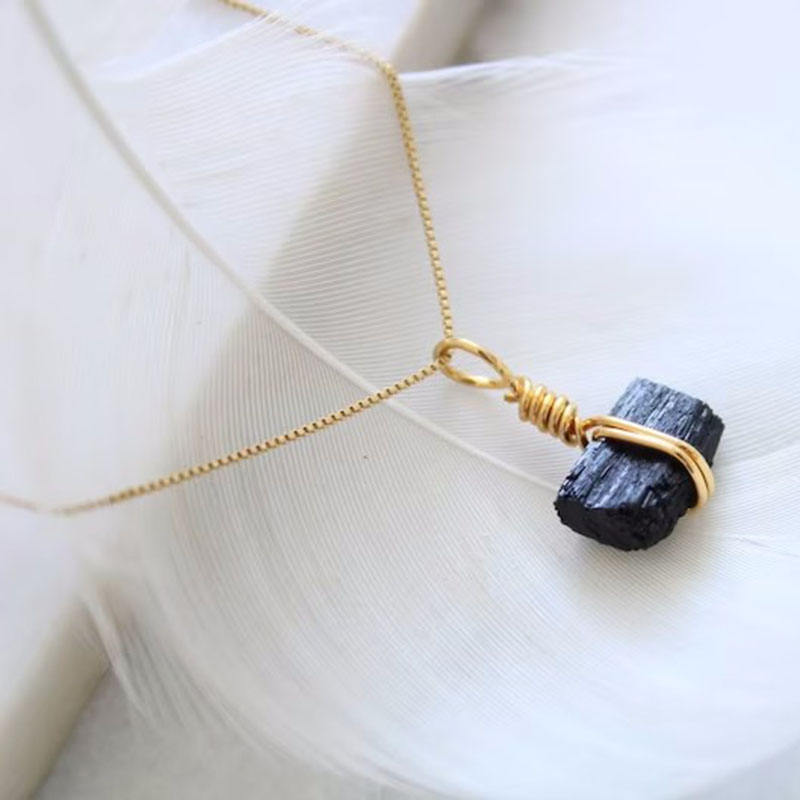 Tourmaline Necklace - Unprocessed S925 Silver with Gold Plating
