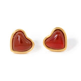 Carnelian Earrings - Heart Shape