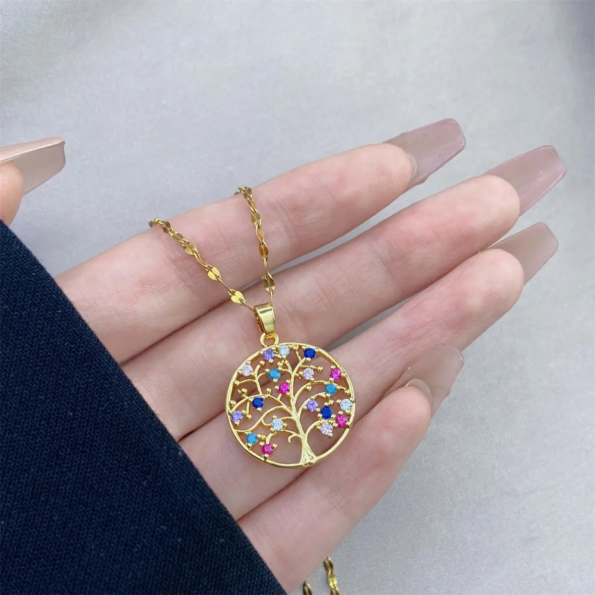 Tree of Life Necklace with Gemstones