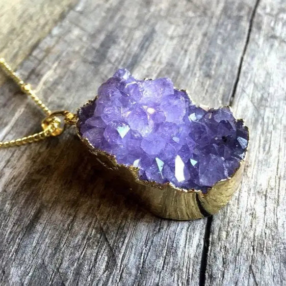 Amethyst Necklace - Natural Medallion