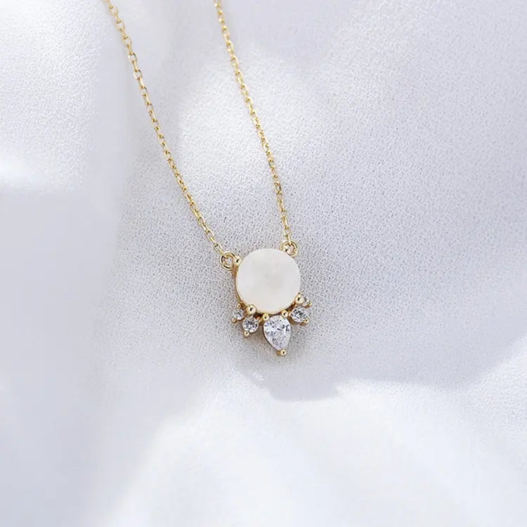 Moonstone Necklace - Pendant with Crystals