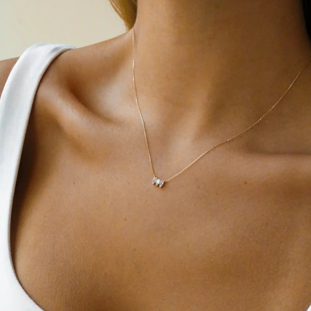 Moonstone Necklace - Triple Pendant