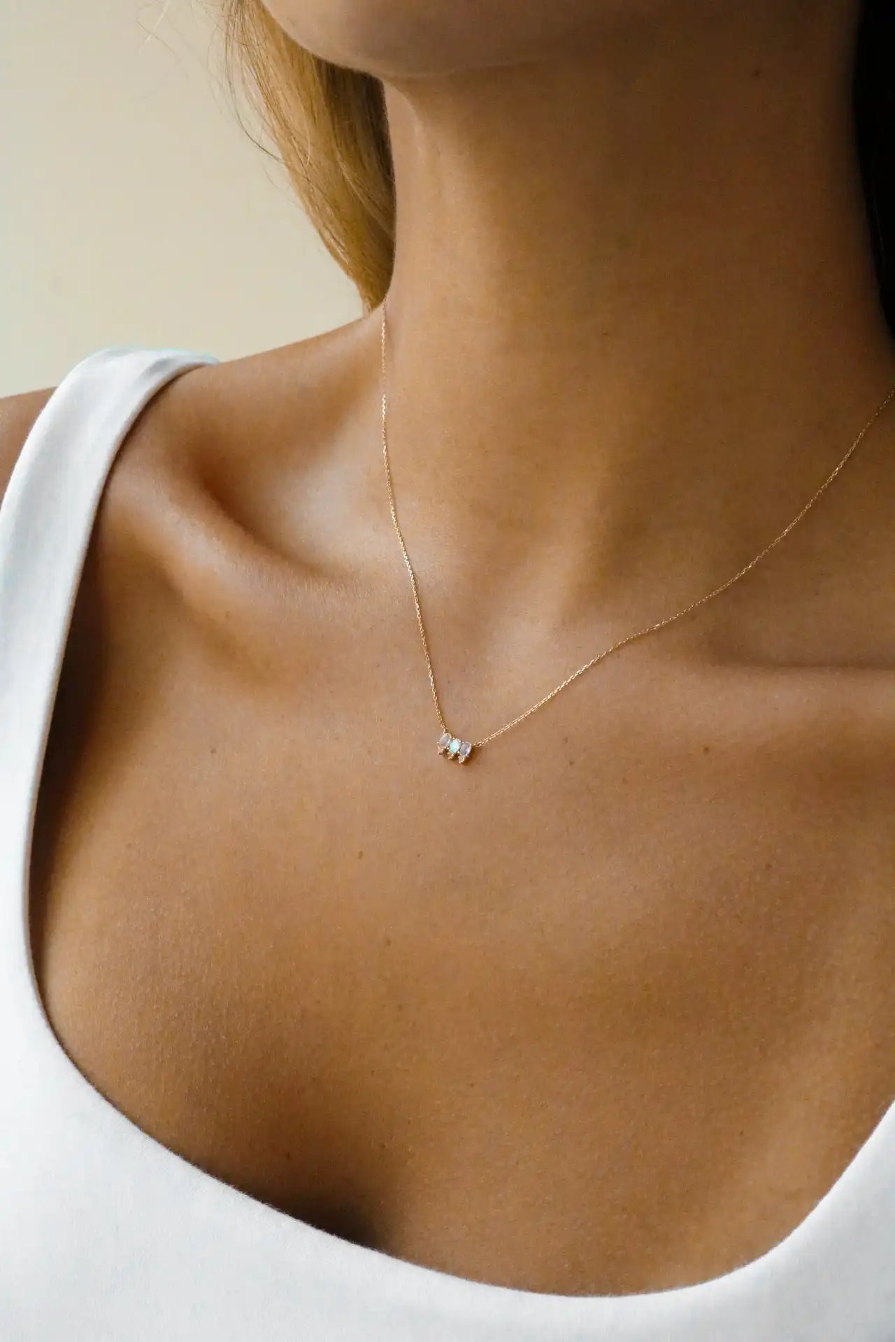 Moonstone Necklace - Triple Pendant