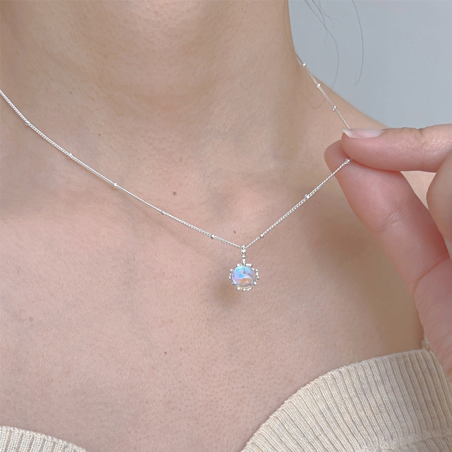Moonstone Necklace - Round Cut Pendant