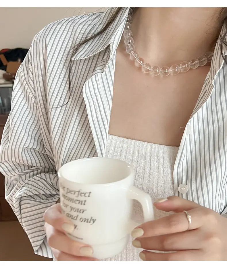 Clear Quartz Necklace - Pearl Necklace