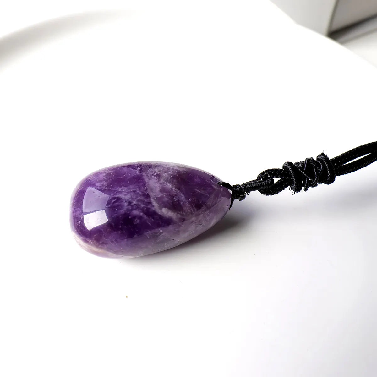 Amethyst Necklace - Pearl with Fabric Chain