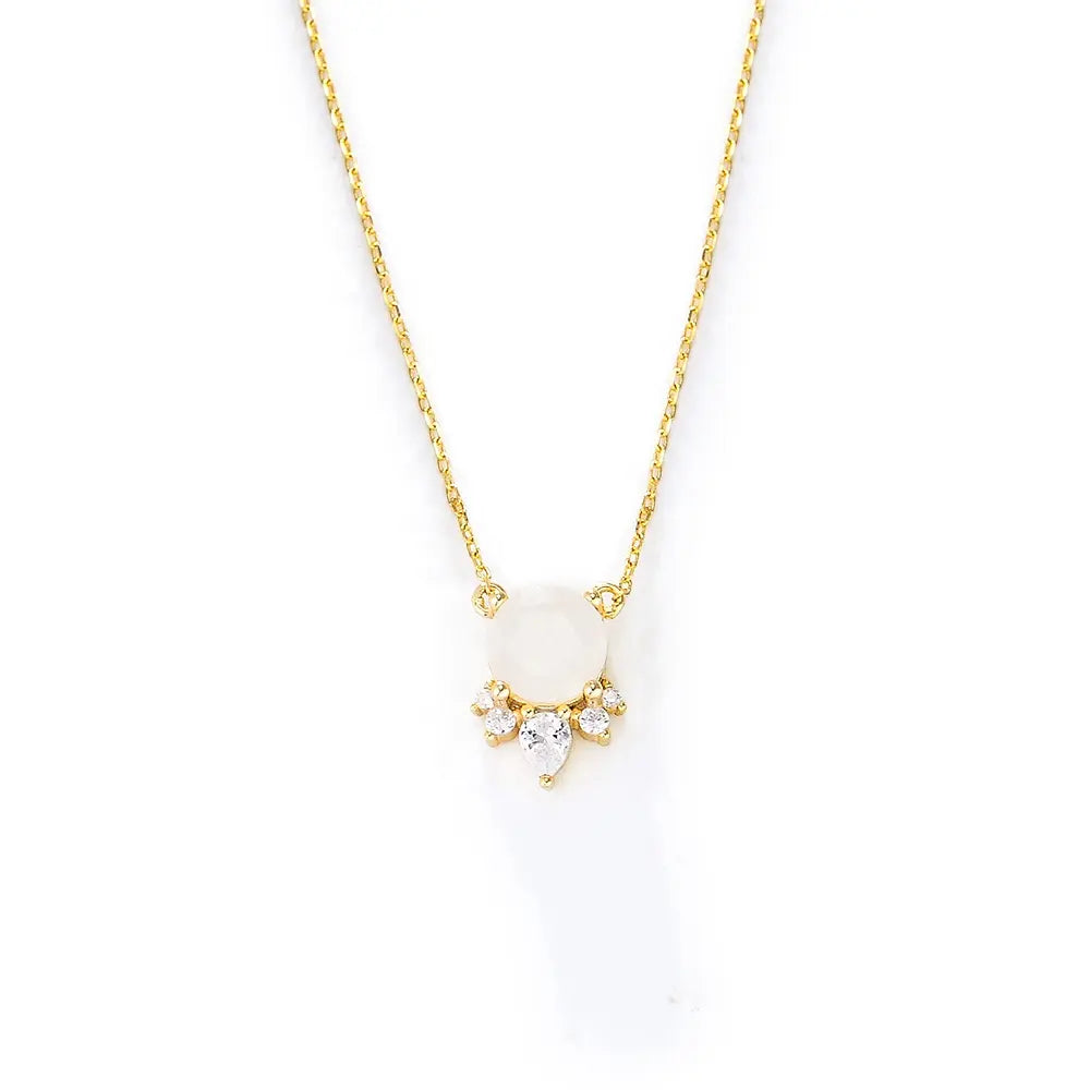 Moonstone Necklace - Pendant with Crystals