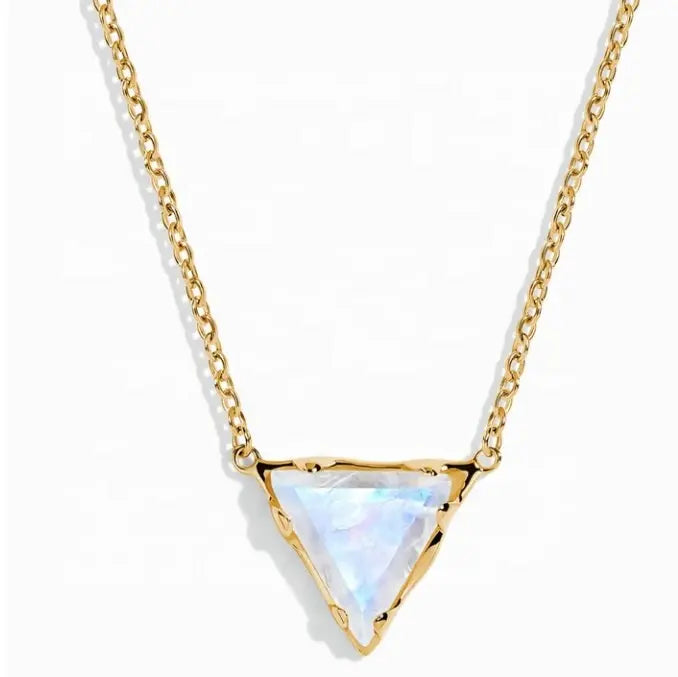 Moonstone Necklace - Triangle Medallion