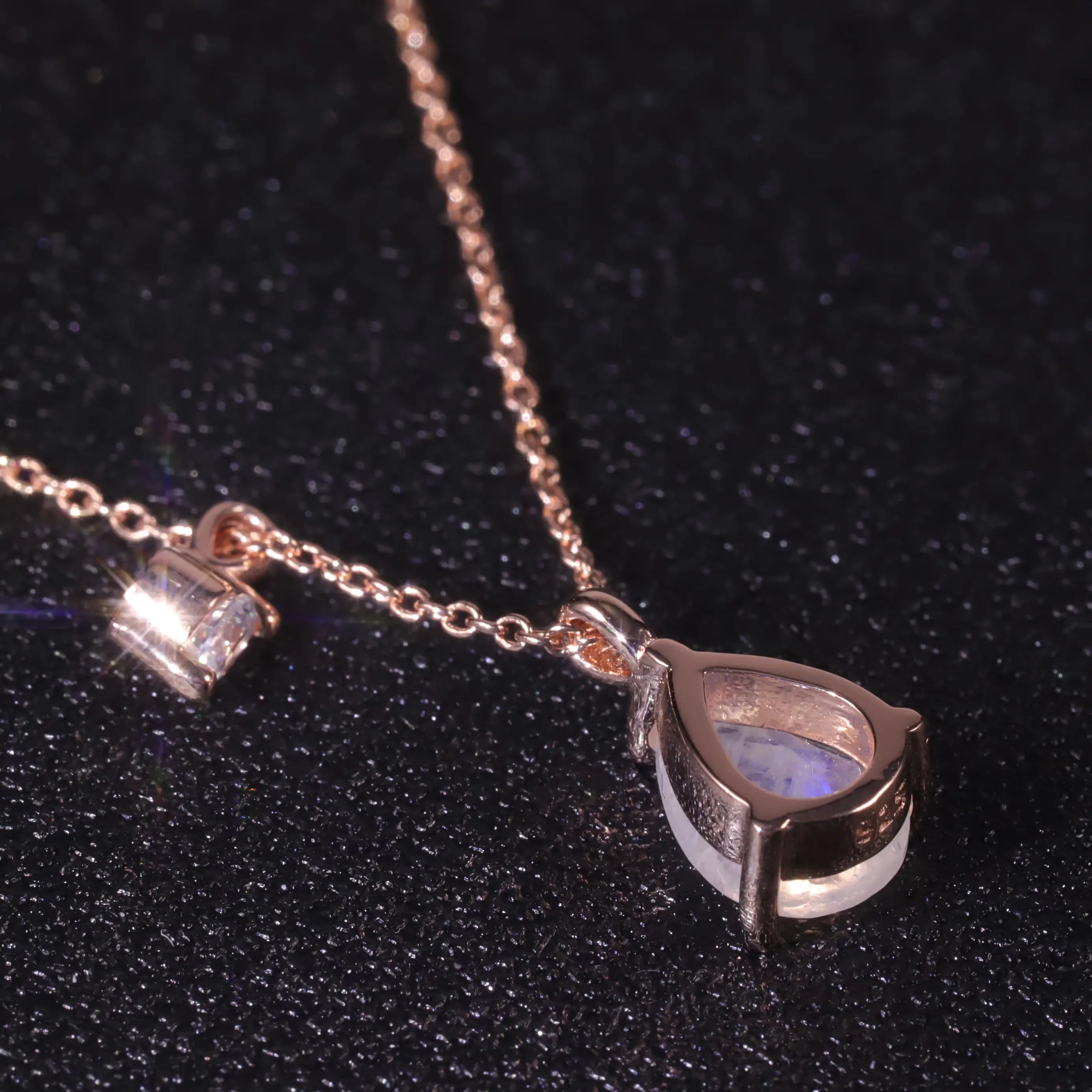 Moonstone Necklace - Moonstone & Crystal Pendant