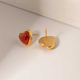 Carnelian Earrings - Heart Shape