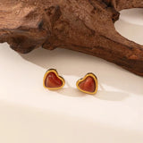 Carnelian Earrings - Heart Shape