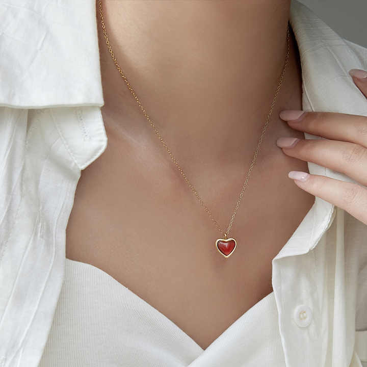 Carnelian Necklace - Heart Shape