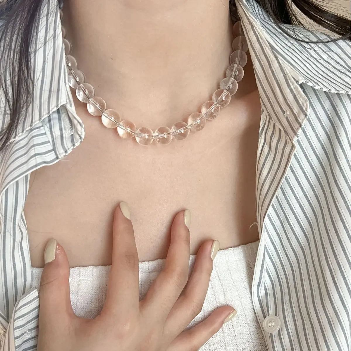 Clear Quartz Necklace - Pearl Necklace