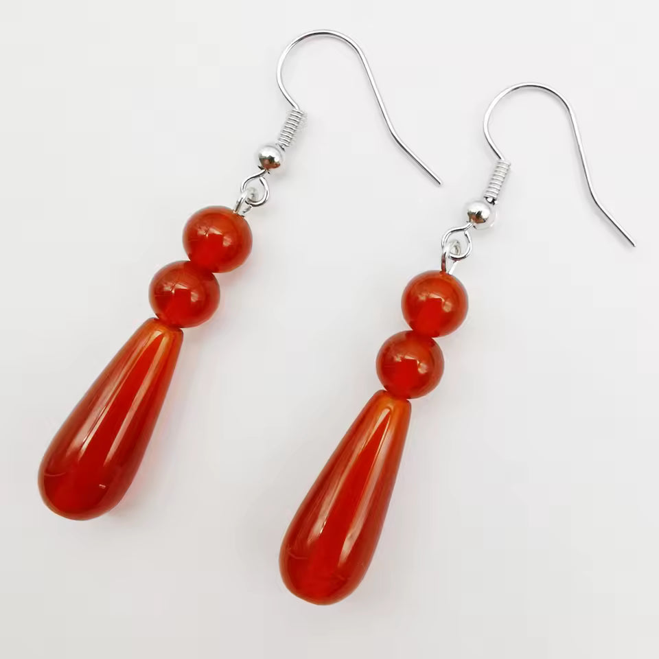 Carnelian Earrings - Teardrops