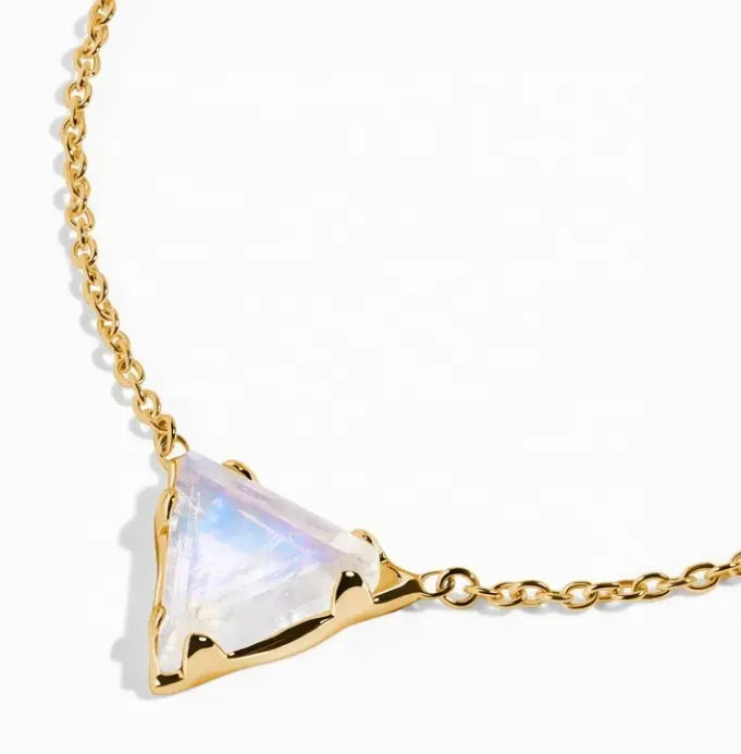 Moonstone Necklace - Triangle Medallion