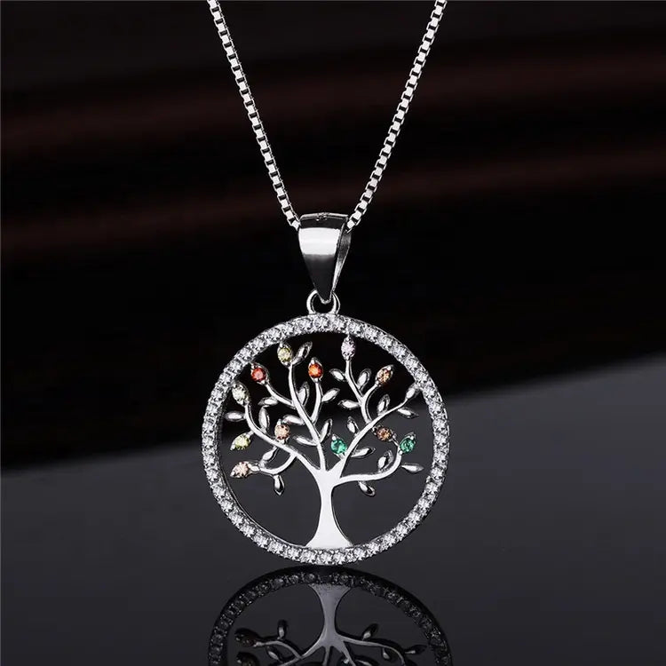 Tree of Life Necklace - Delicate with Crystals