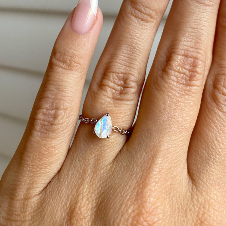 Moonstone Ring - Drop Shape