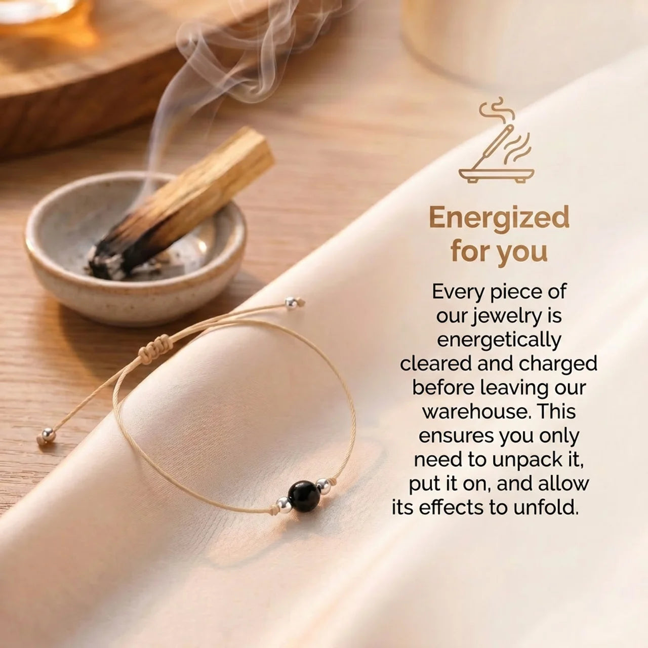 Obsidian Bracelet - Natural Cord