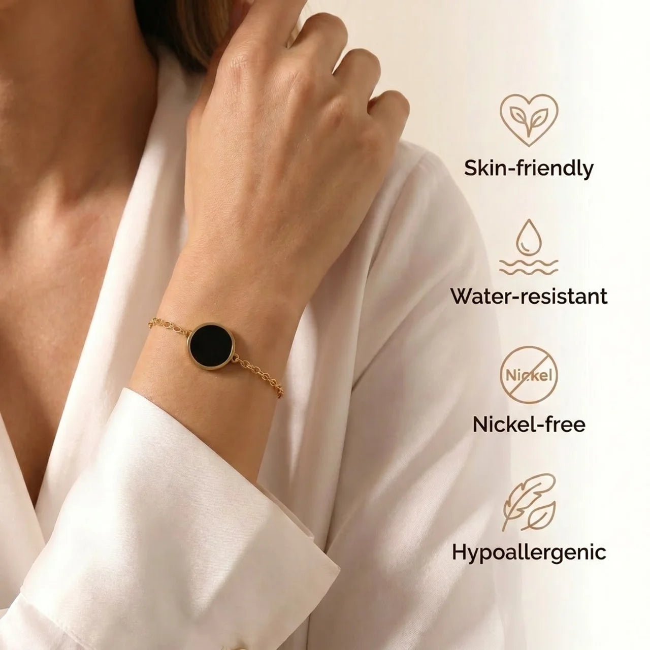 Obsidian Bracelet - Circle Medallion