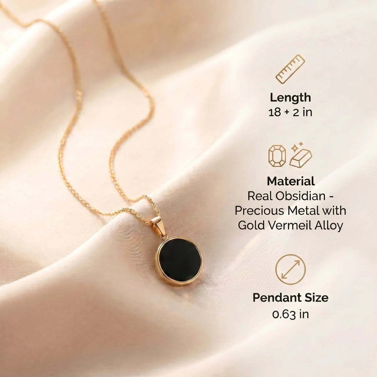 Obsidian Necklace - Circle Medallion