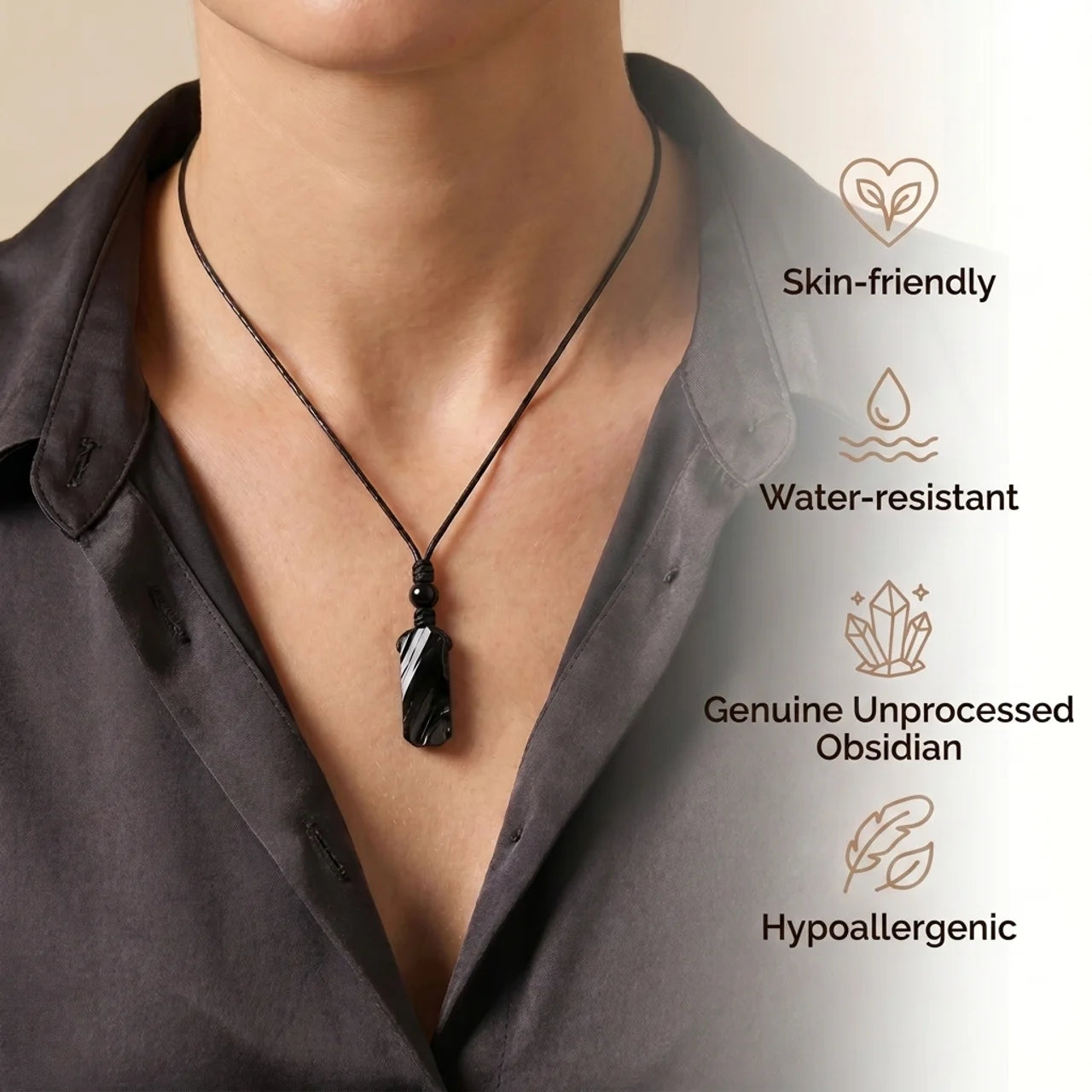 Obsidian Necklace- Nature