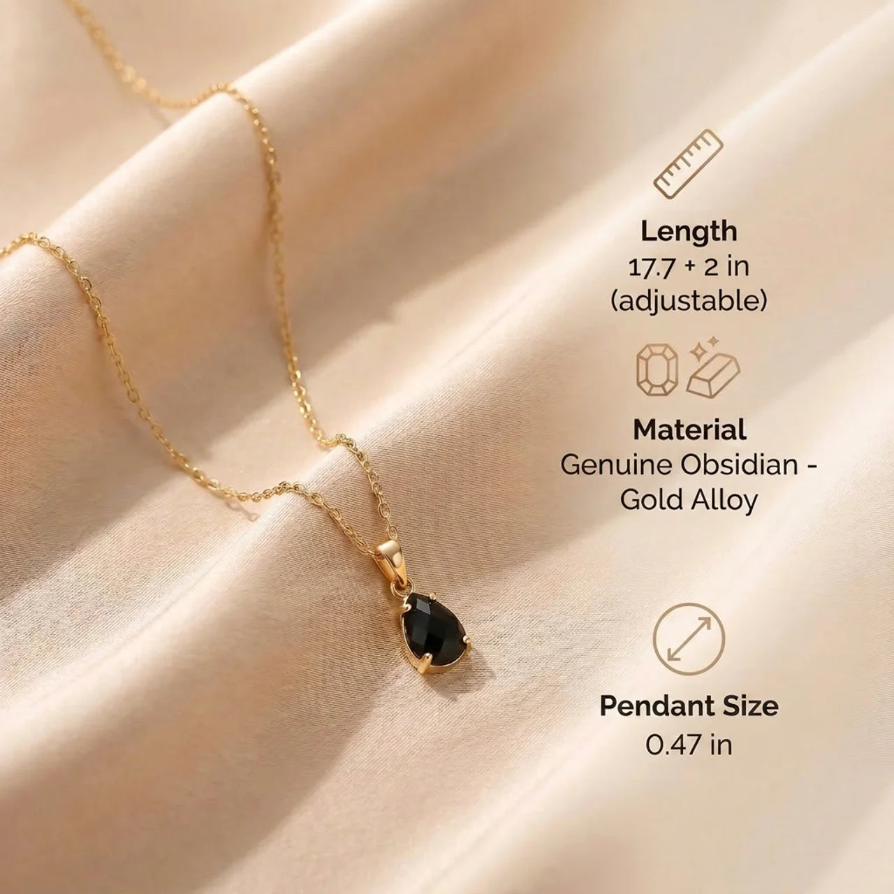 Obsidian Necklace - Gold Plating