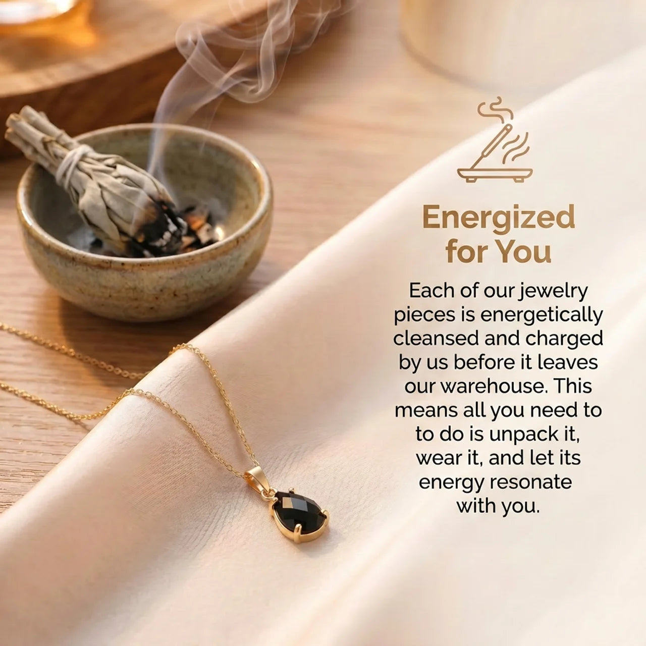 Obsidian Necklace - Gold Plating