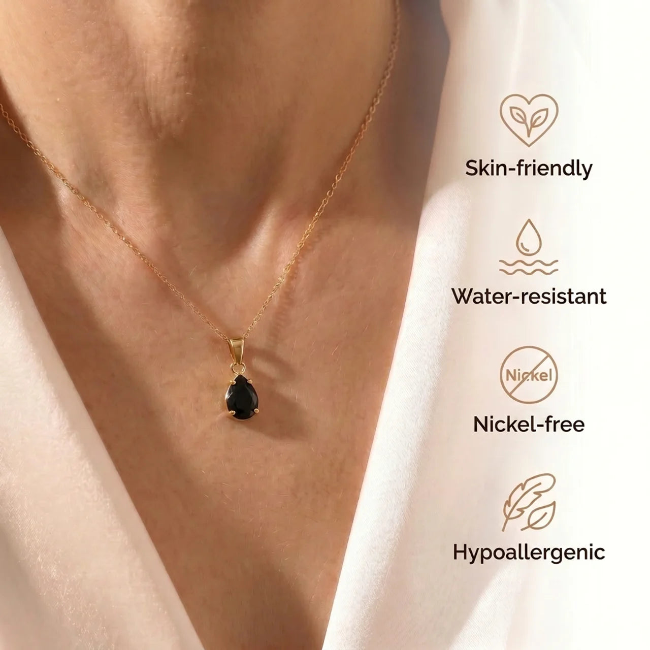 Obsidian Necklace - Gold Plating