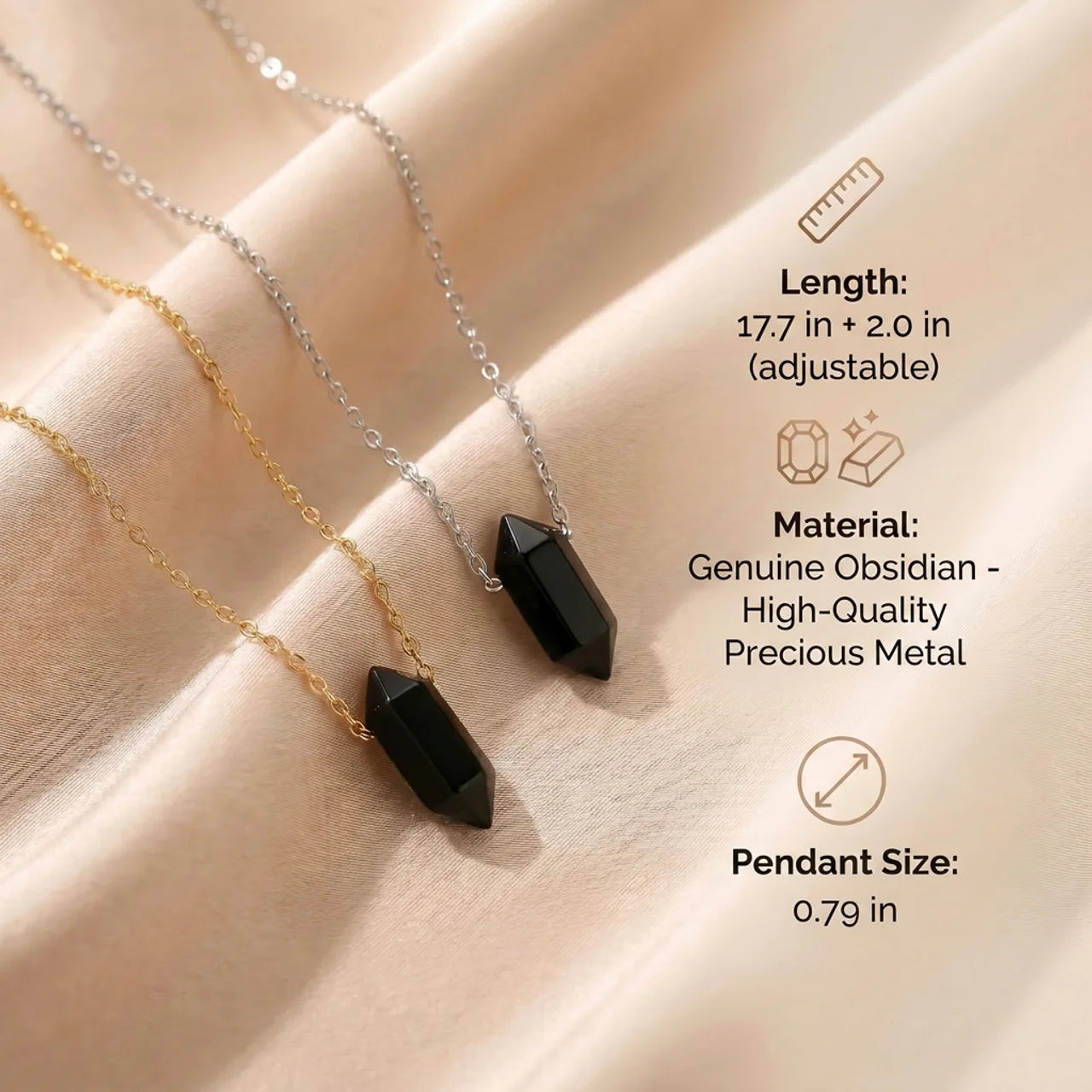 Obsidian Necklace - Hexagon Pendant