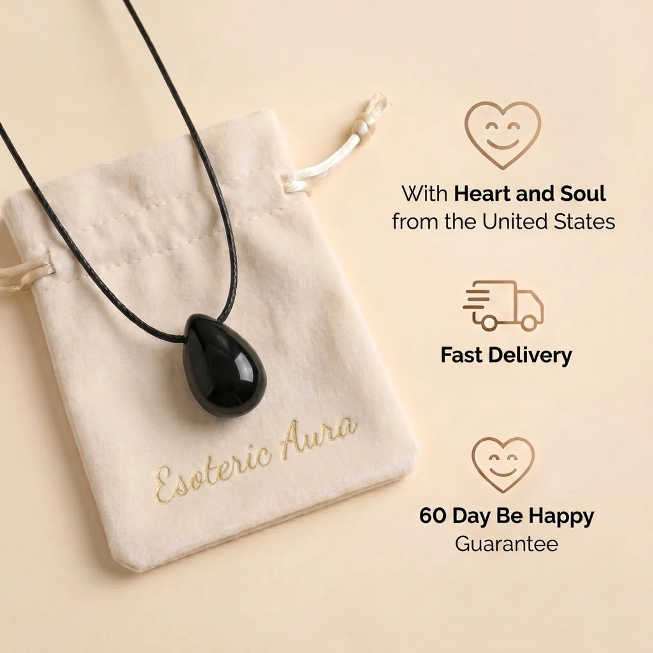 Obsidian Necklace - Natural Necklace Teardrop Shape